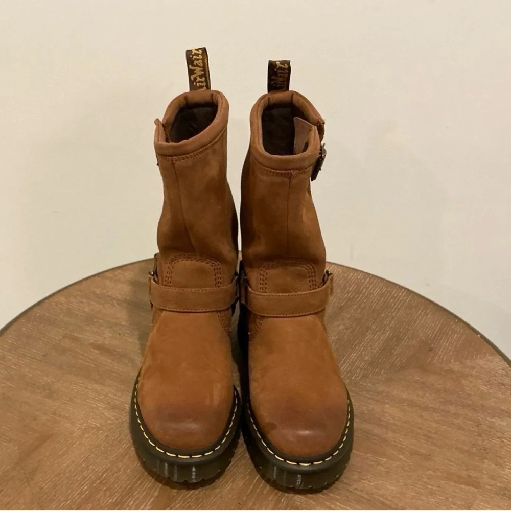 Dr. Martens Women's Brown Leather Harness Mid-Calf Boot